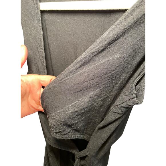 Marine Layer‎ Eloise Belted Jumpsuit Women Small Black Matte Tie Back Boho - Picture 8 of 9